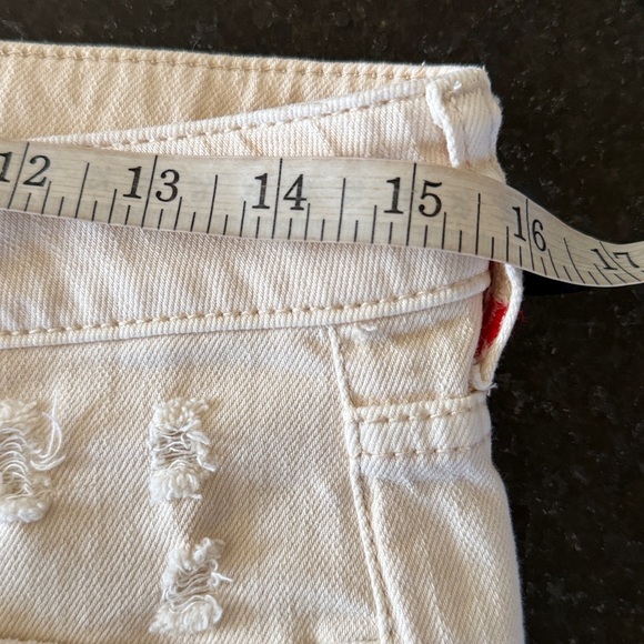 Anthropologie Pilcro Cream Button Fly High Rise Distressed Jean Shorts Waist 29 - Picture 9 of 13